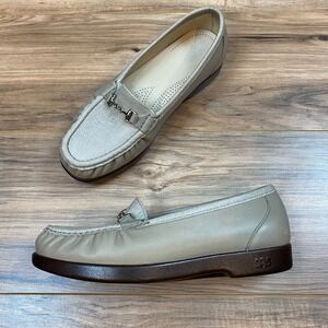 SAS Metro‎ Slip On Leather Loafer Shoes Taupe/Linen Women's 7.5